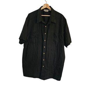 Kingsize‎ Button down shirt Mens 3XL Black Short Sleeve Cotton